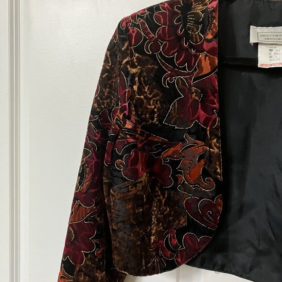 Vintage Beechers Brook Velvet Bolero Jacket Womens M Whimsigoth Floral Shrug - Picture 4 of 7